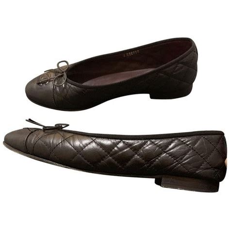 Leather flats Chanel Black size 39.5 EU in Leather 